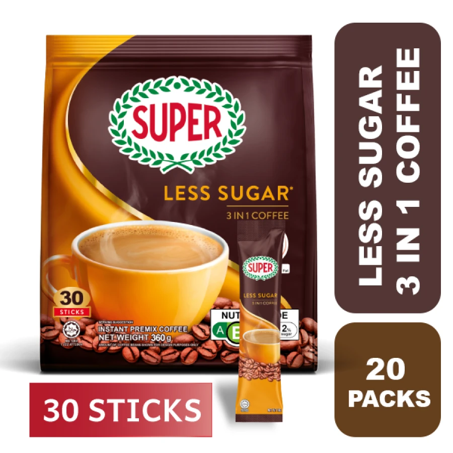 SUPER COFFEE LESS SUGAR 3 IN 1 (20*30s*12g)