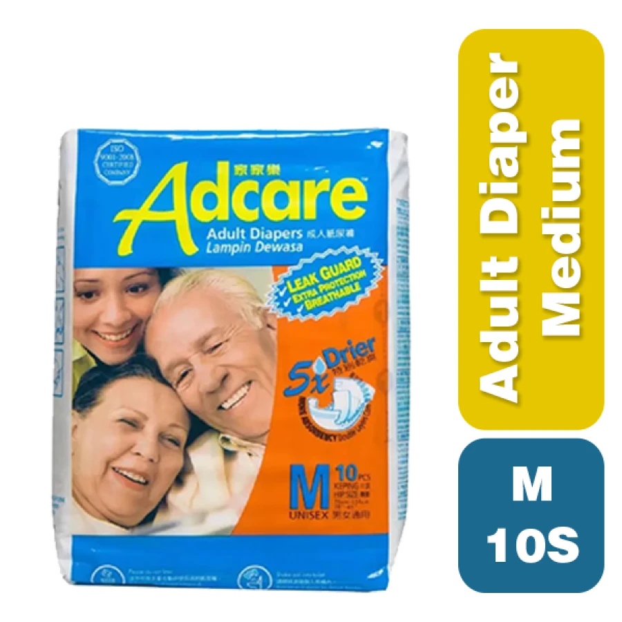ADCARE ADULT DIAPER LEAK-GUARD 8PAC M-10S NEW