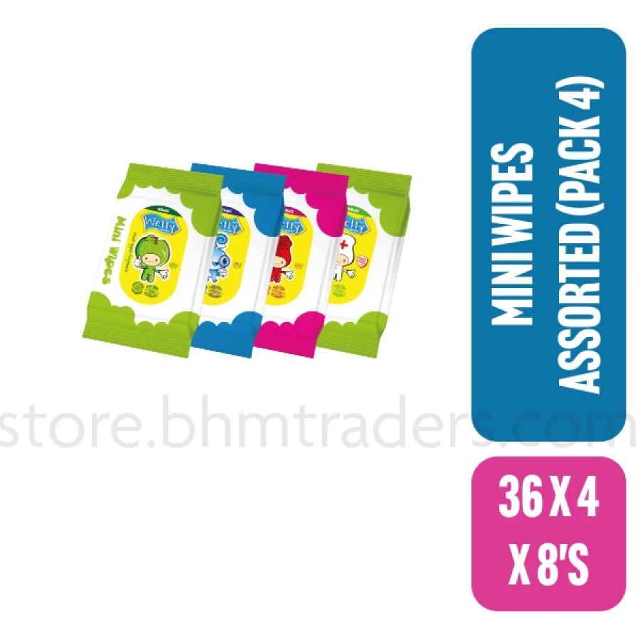 WETTY ANTIBACTERIAL MINI WIPES ASSORTED (ROSE,FRESH,APPLE, FRAGRANCE FREE) 8s